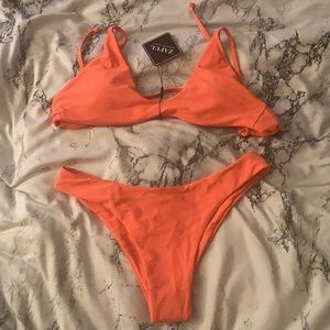 NWT Zaful bright orange bikini set